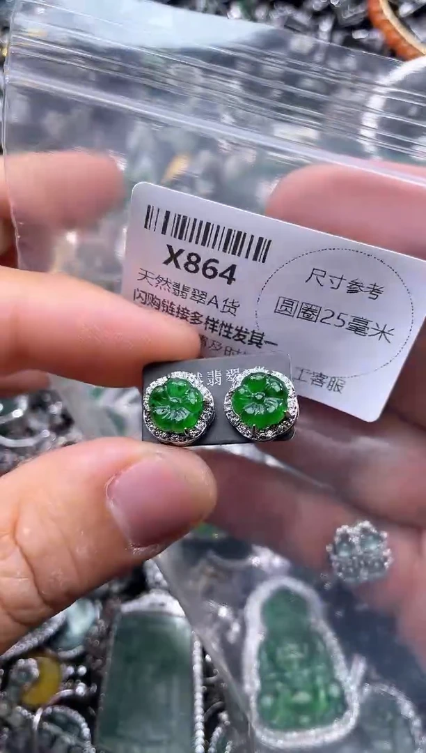 【闪购商品】翡翠颈饰未镶嵌X864耳钉