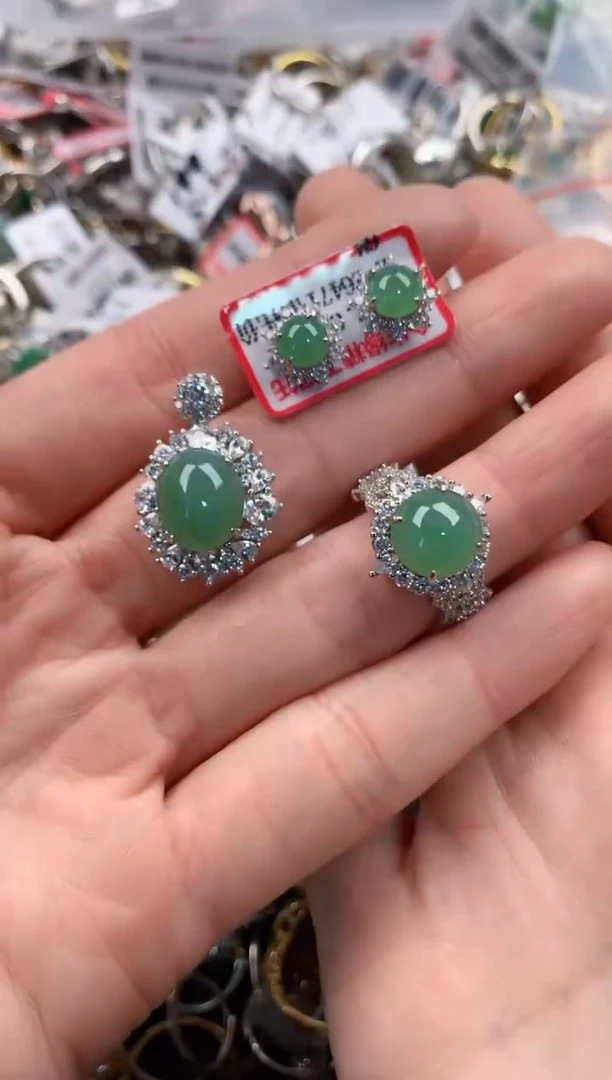 银S925镶嵌戒指翡翠222  6