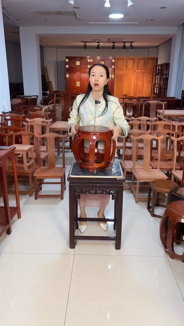 花梨木类端景台非洲金花梨鼓凳