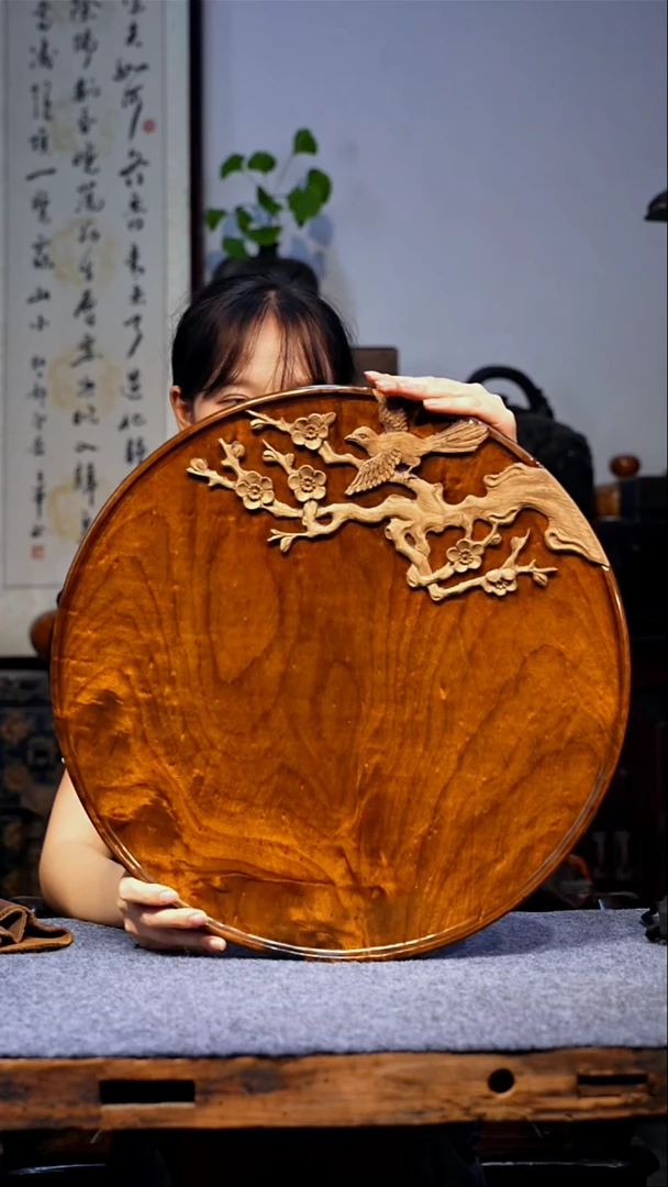 金丝楠 【62】精品满花纹 重工雕刻干泡茶盘 喜上眉梢花好月圆