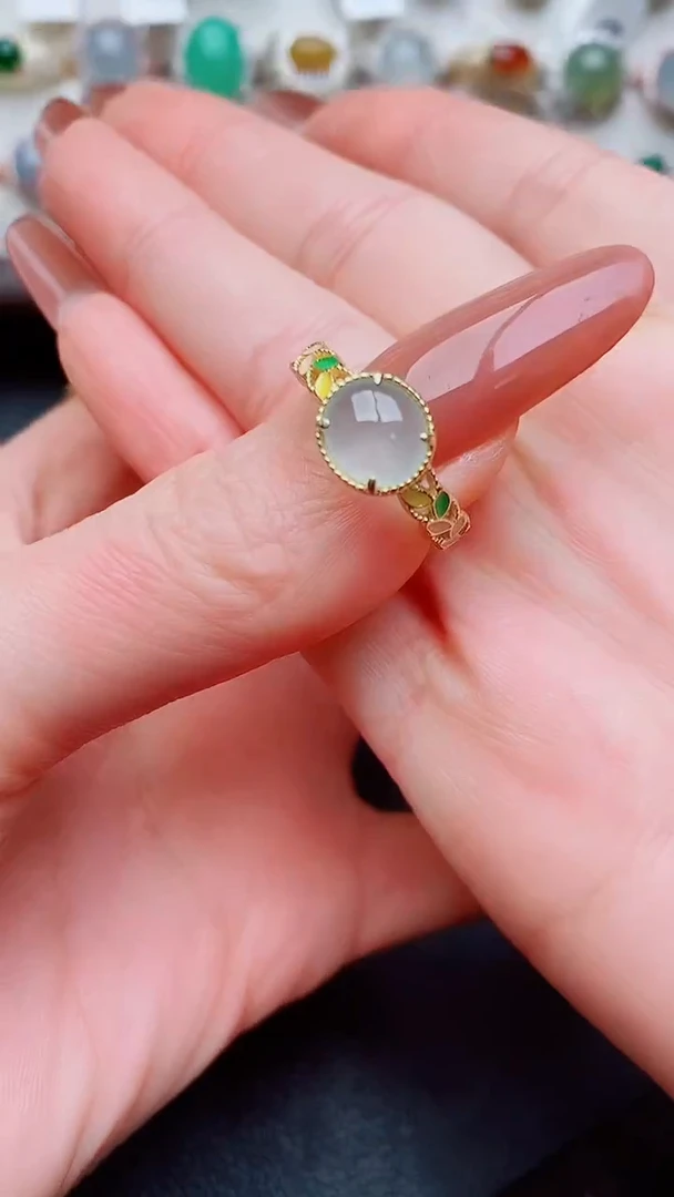 银S925镶嵌戒指翡翠...