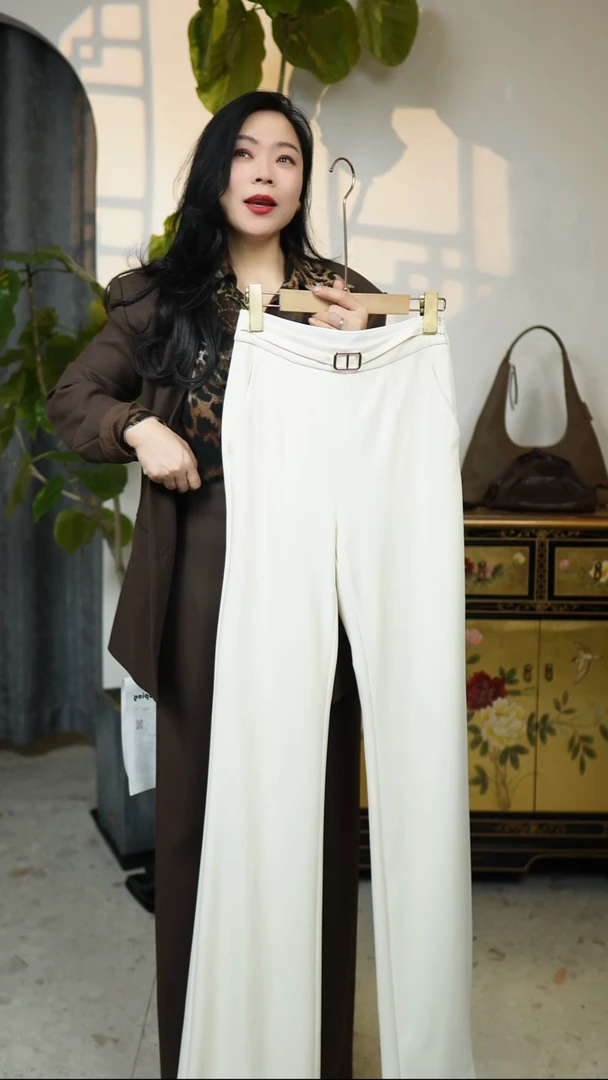 轻奢金属头喇叭裤，白色，XL码（80腰围）