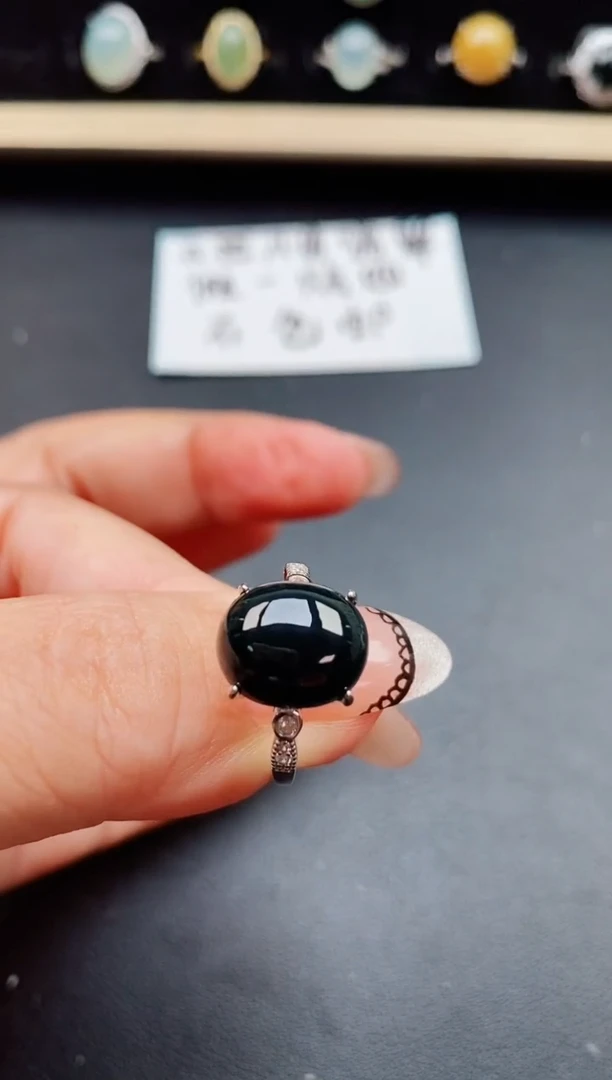 翡翠戒指银S925镶嵌50805