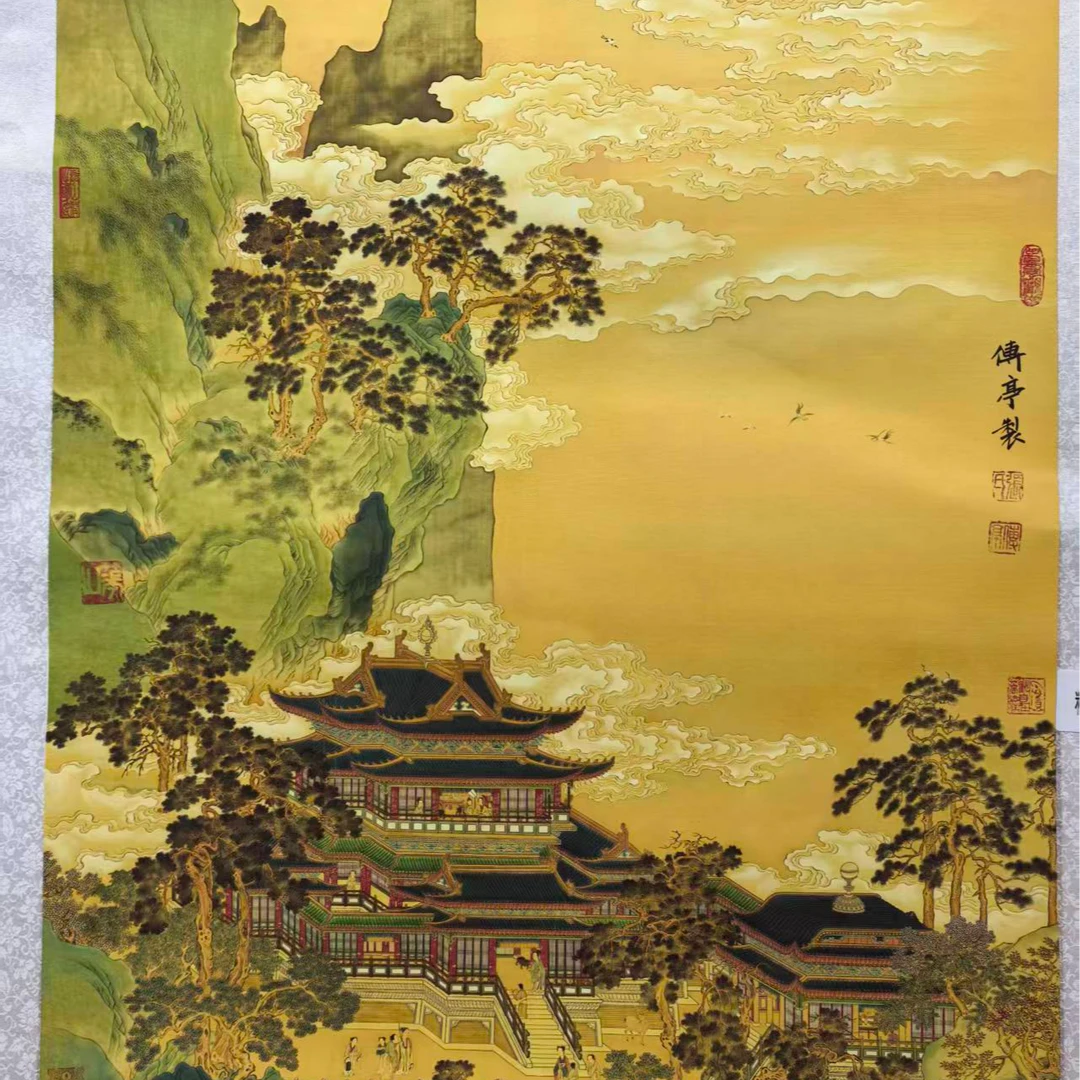 张传亭老师的精品绢本作品  仙山楼阁