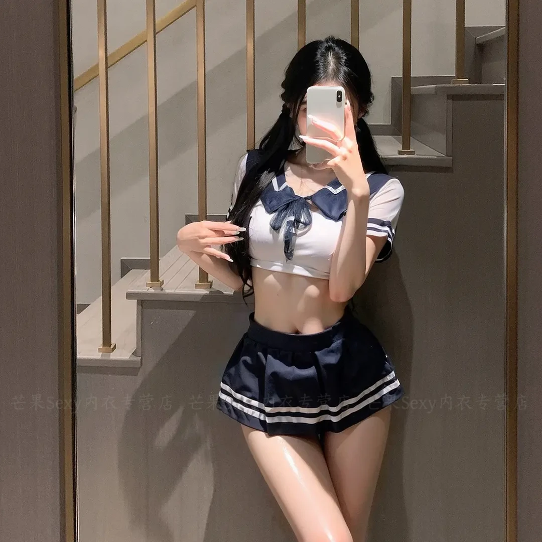 【含苞待放】清纯学院风性感jk学生制服套装纯欲百褶裙睡裙水手服