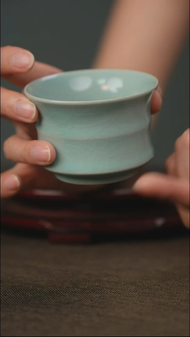 支钉烧 竹节杯 带底款