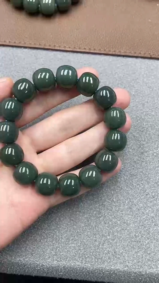 未镶嵌手串和田玉新疆且末孔雀蓝15老型
