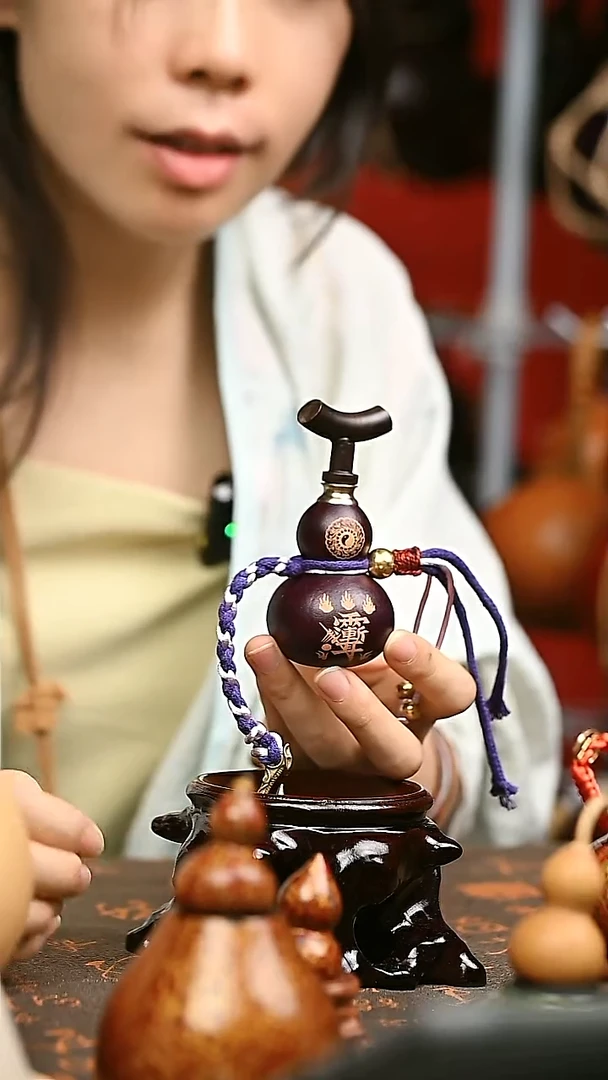 手工雕刻 中药煮色 开口小葫芦