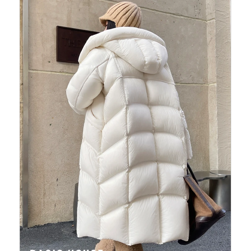 百家好新国标90白鸭绒云朵泡芙过膝长款羽绒服女冬季新款加厚外套