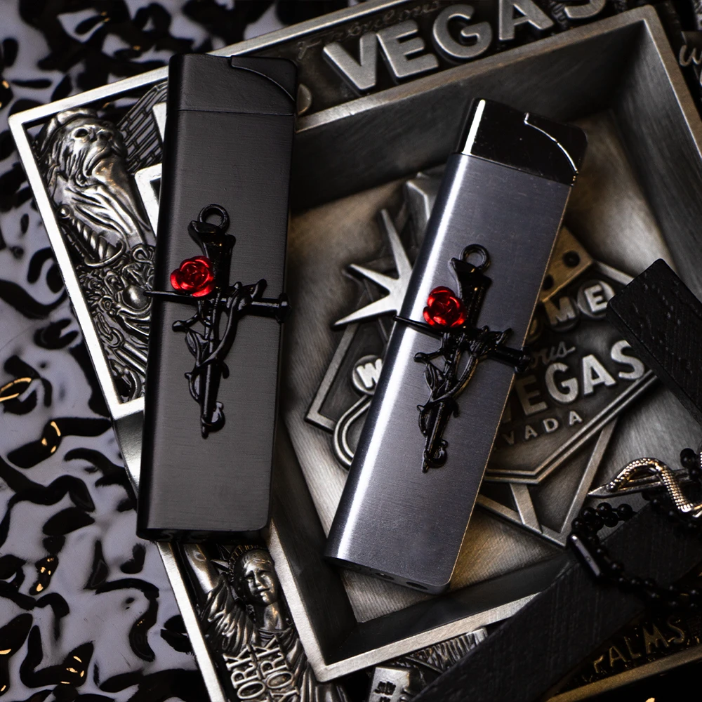 【顺丰包邮】“末日玫瑰”手作原创打火机充气绿焰高颜值节日礼物质感