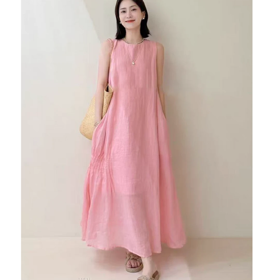 【桃花裙】粉色连衣裙韩国东大门夏季气质藏肉显摆高级清凉宽松