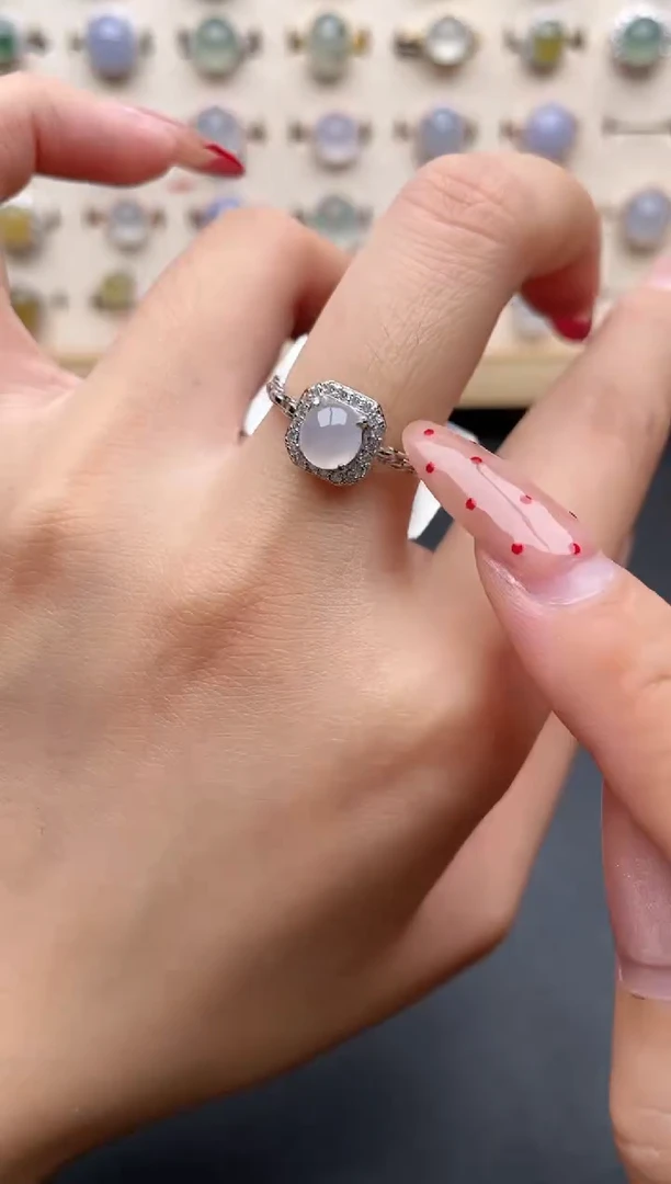 【闪购商品】翡翠戒指银S925镶嵌一物一证一礼盒