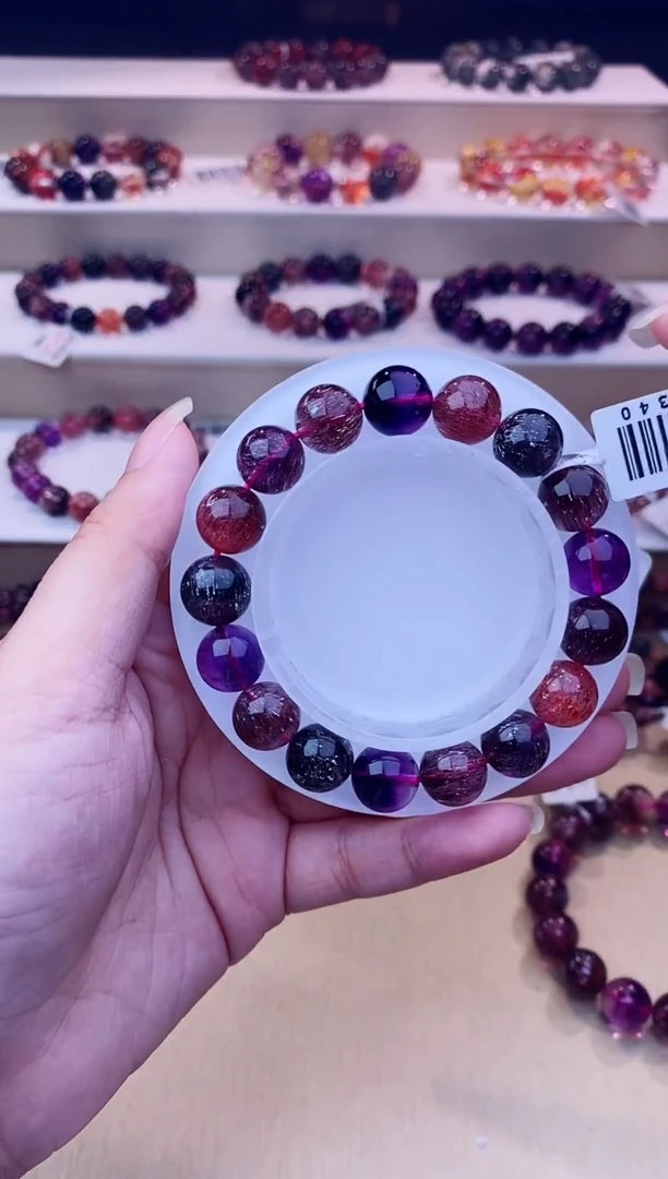 未镶嵌手串水晶黑加仑超七单圈11m+