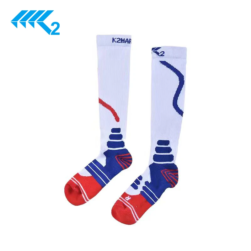 K2【有态度】秋冬季透气长筒运动袜男女款训练骑行袜透气防滑跑步袜