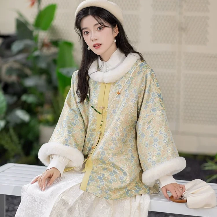 池夏【中国符号:穗安】明制织金昭君袄八分马面原创改良汉服女 冬