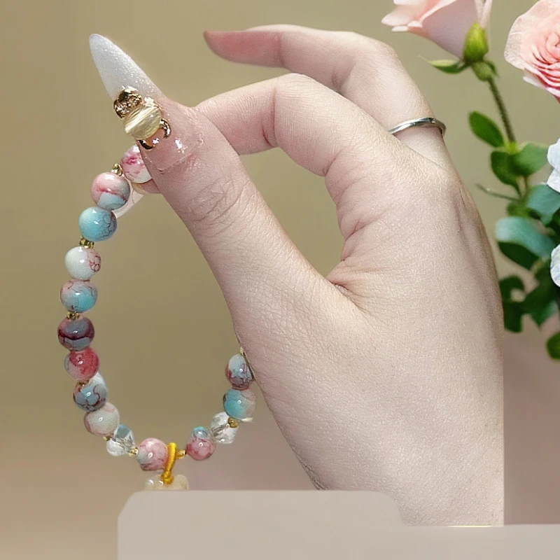 合金玻璃手链 「ins手串」合金琉璃树脂手链直播间