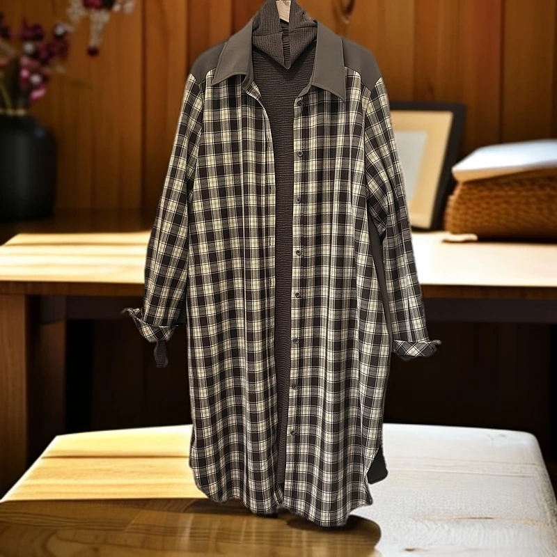 品牌清货断码格子特色风衣