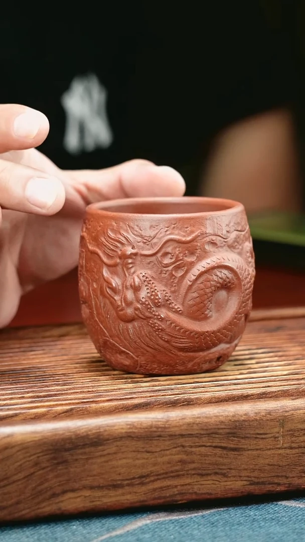 茶杯紫砂底槽清隐龙花器杯