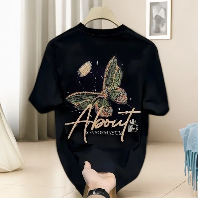 啄木鸟男士新款短袖夏季2025潮流印花圆领百搭T恤宽松纯棉上衣ins