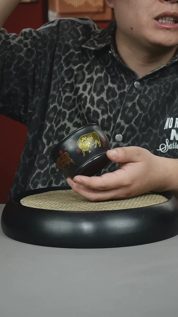 茶壶紫砂石黄五牛杯