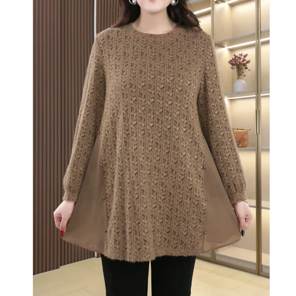 秋季新款重工提花大码显瘦遮肉显白镂空蕾丝长袖ZB6222