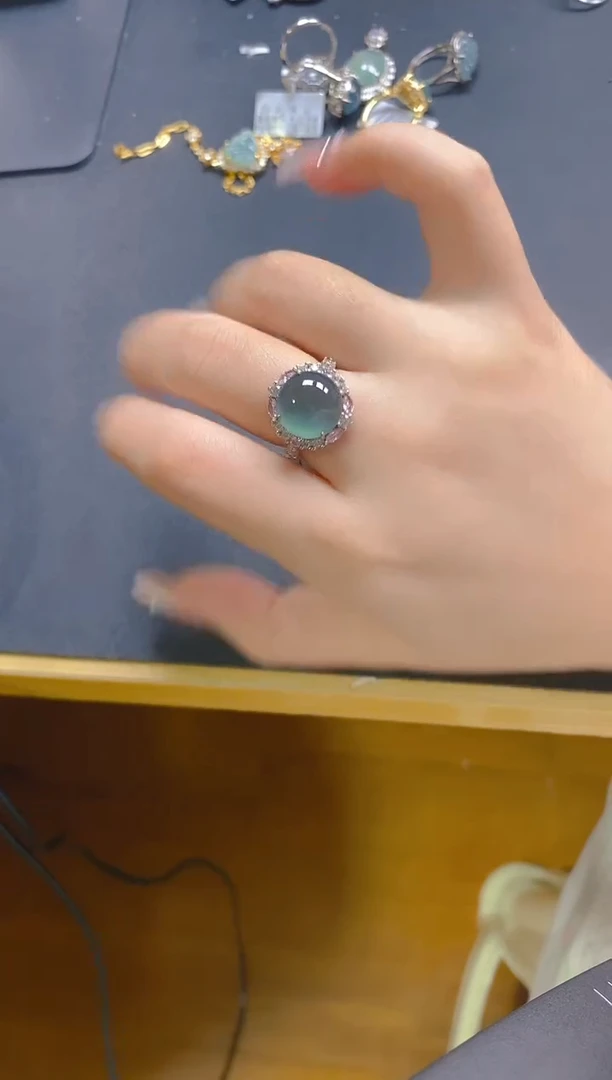 银S925镶嵌戒指翡翠22