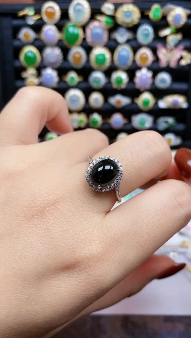 银S925镶嵌戒指翡翠278