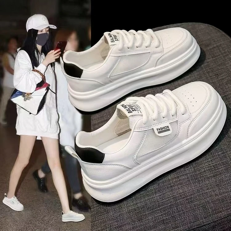 女款2025新款网面春季时尚百搭学生厚底小白鞋女休闲鞋S45985