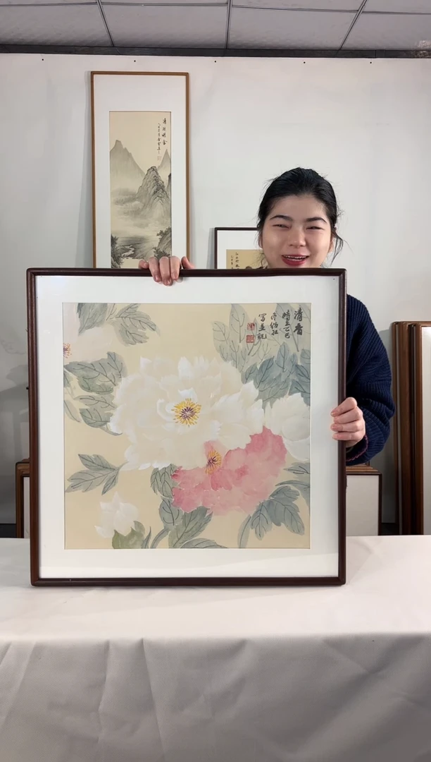 国画手绘*清香（牡丹）*62*62cm