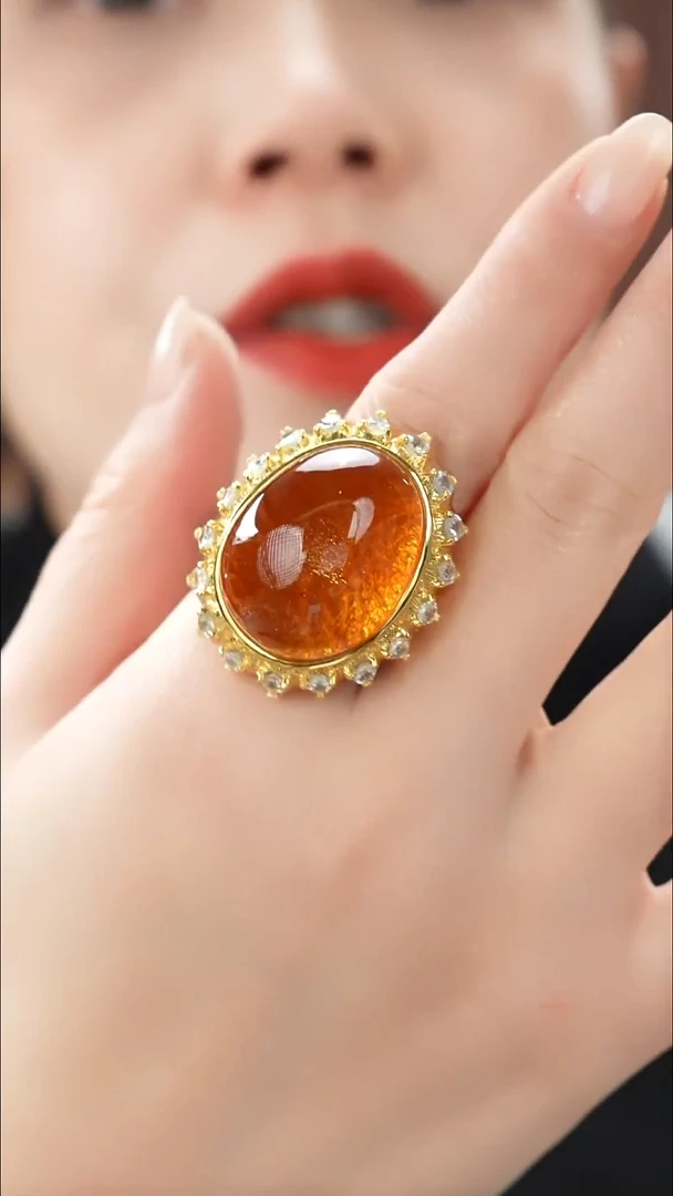 琥珀颈饰未镶嵌精品红皮戒指