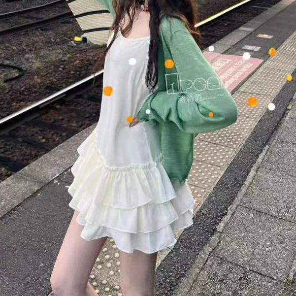 Apear♥月白松露~韩系夏季时尚宽松显瘦下摆蓬蓬裙设计连衣裙