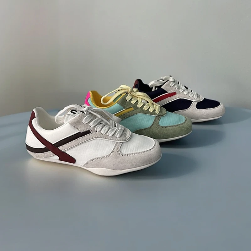 ZZR时尚做旧阿甘德训鞋女2025新款圆头百搭拼色休闲鞋子