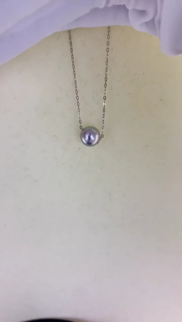18K金镶嵌DA海水珍珠 灰珠路路通8-8.5MM GD064