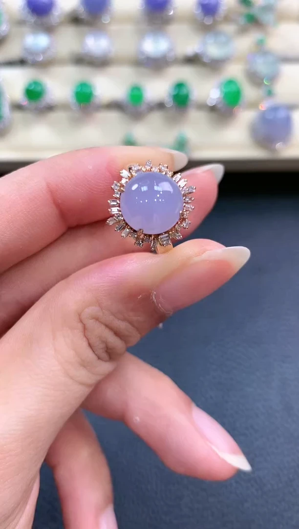 【闪购商品】翡翠戒指18K金镶嵌b70有色差