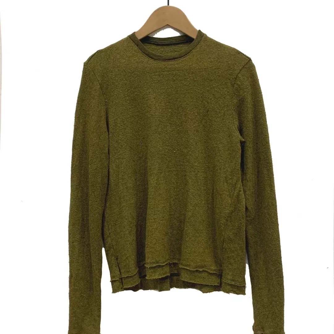 左岸迷香T恤4018长袖打底针织休闲绿色百搭圆领设计师