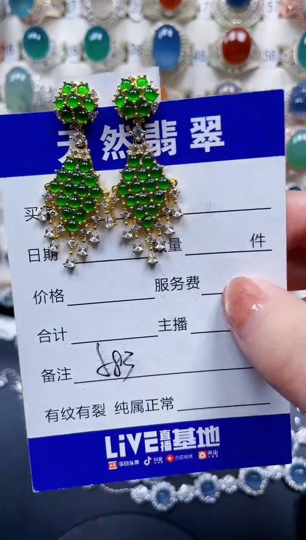 银S925镶嵌翡翠耳饰583