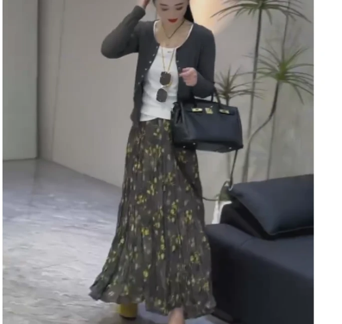 2025春季新款网红同款洋气气质韩版潮流开衫半身裙印花OXA