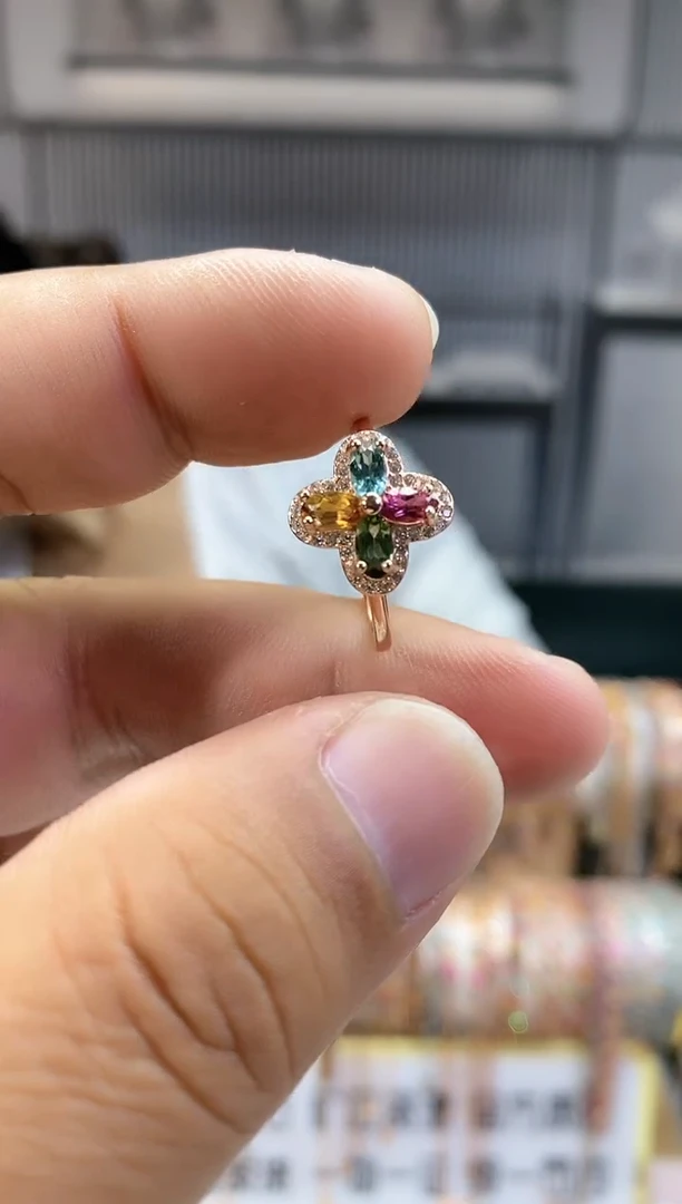 银S925镶嵌戒指碧玺35354354354354