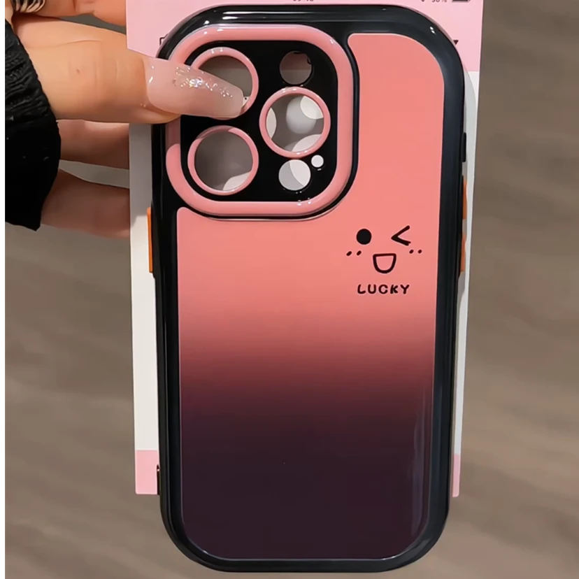 奶油壳适用iPhone16防摔华为mate70手机壳渐变线条表情小米15新款