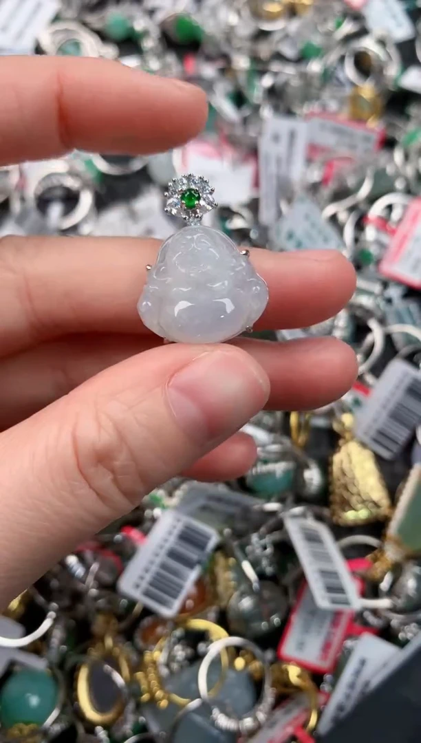 银S925镶嵌戒指翡翠333---1