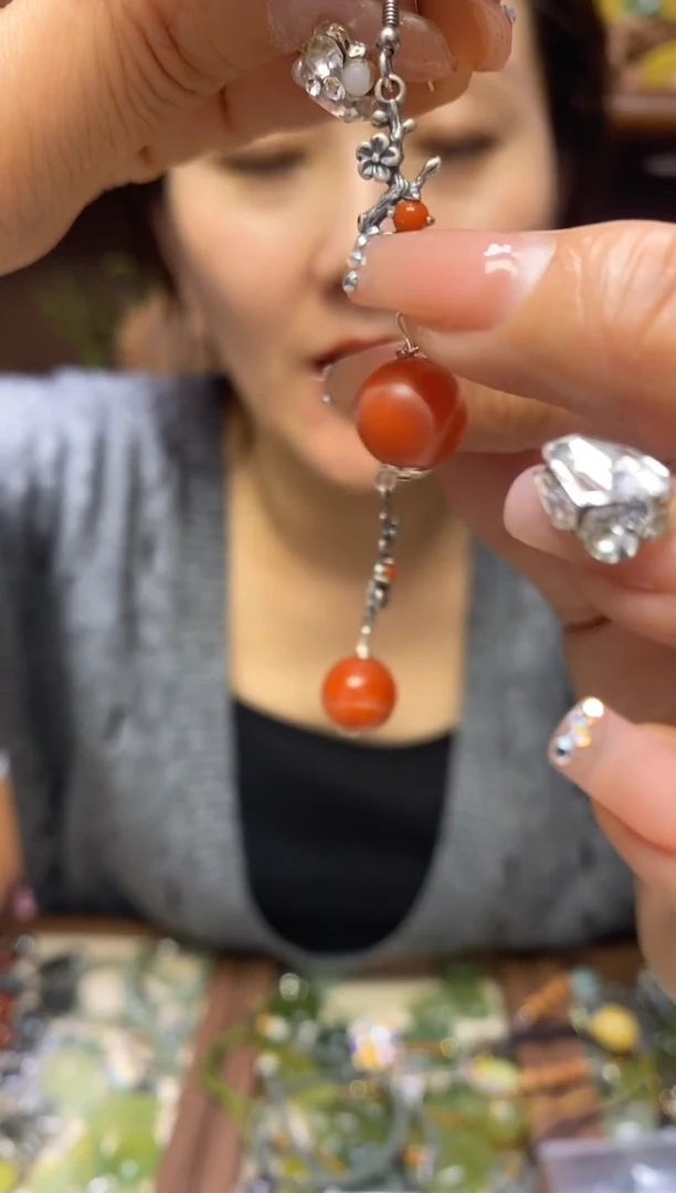 【闪购商品】玛瑙/玉髓耳饰银S925镶嵌·