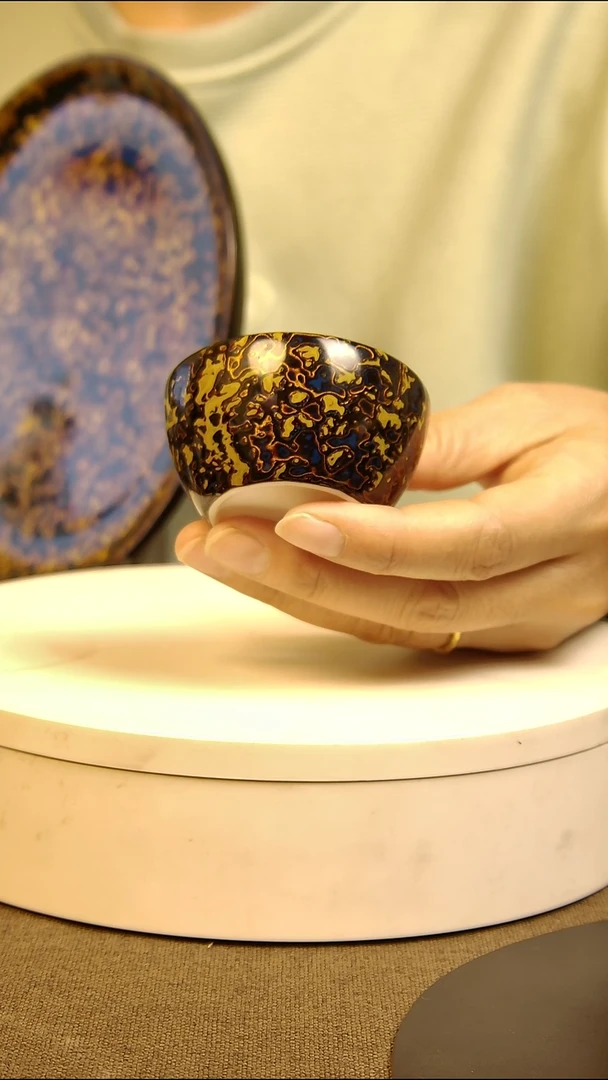 大漆瓷胎犀皮工艺主人杯福利款