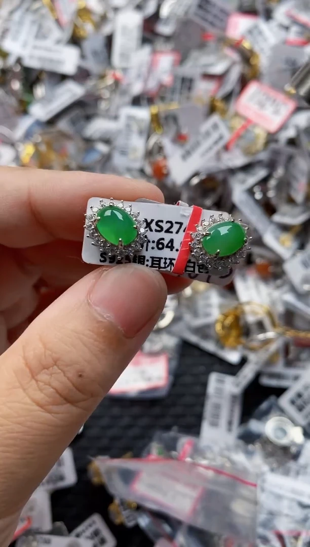 翡翠戒指银S925镶嵌5555     5
