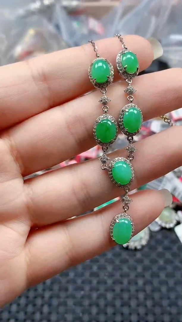 银S925镶嵌戒指翡翠天然A货缅甸翡翠