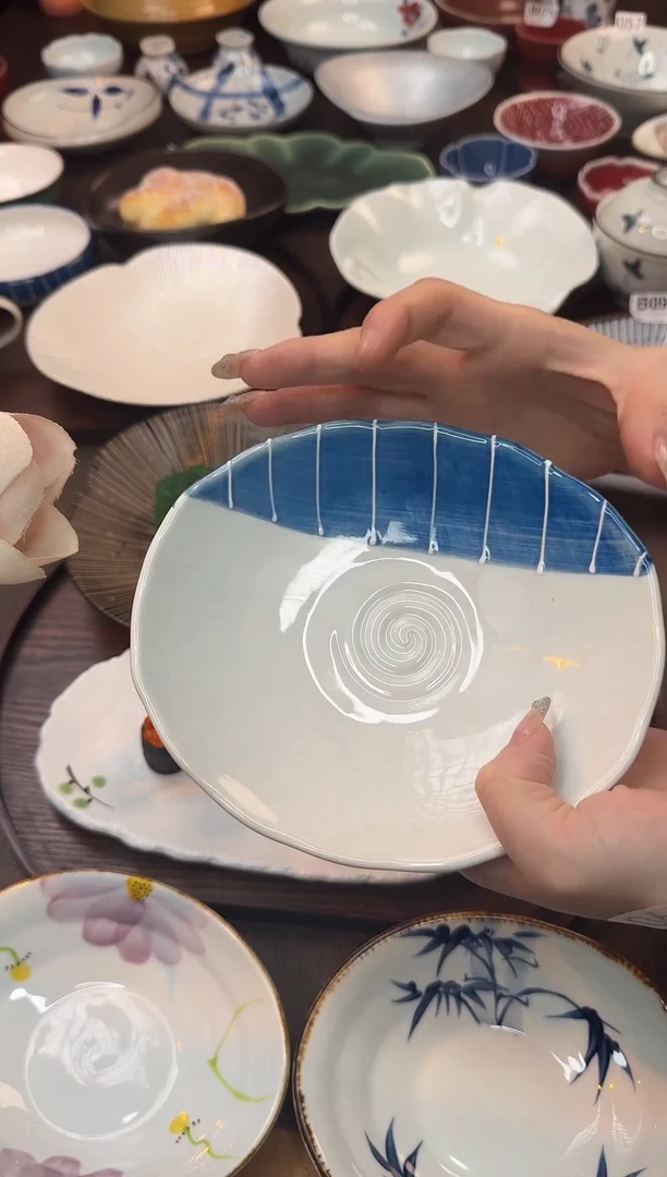 瓷062（景蓝）上蓝贝壳盘