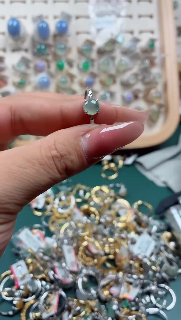 银S925镶嵌戒指翡翠.