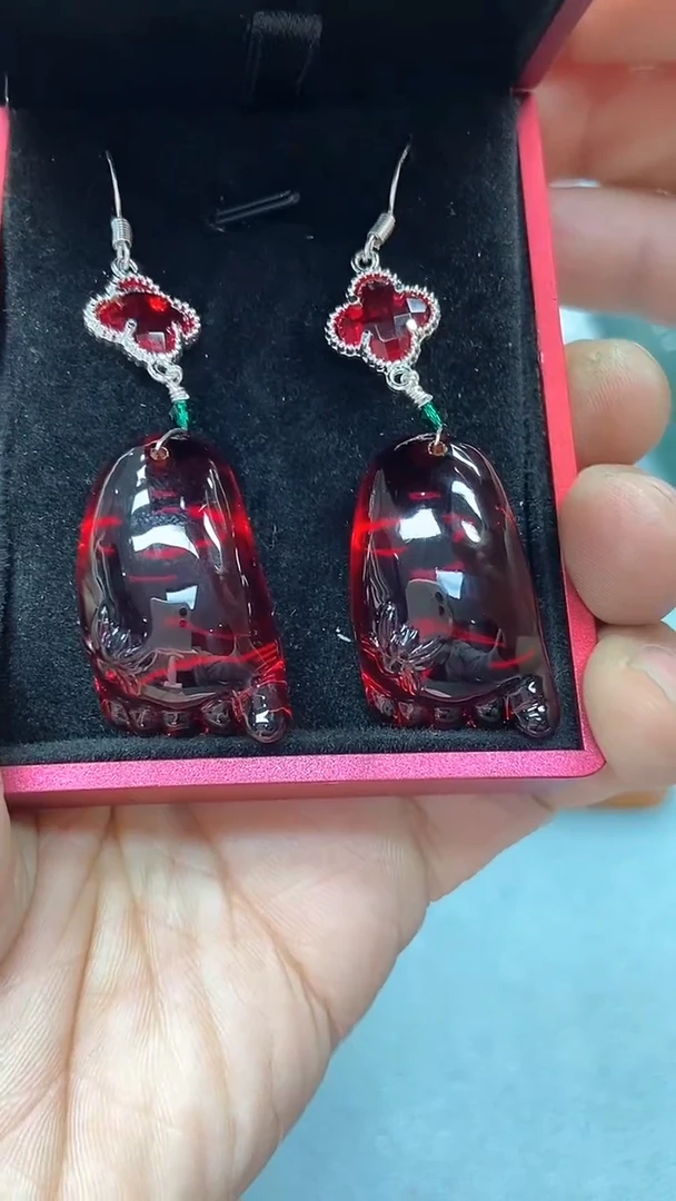 【闪购商品】血珀耳饰银S925镶嵌A994 耳饰