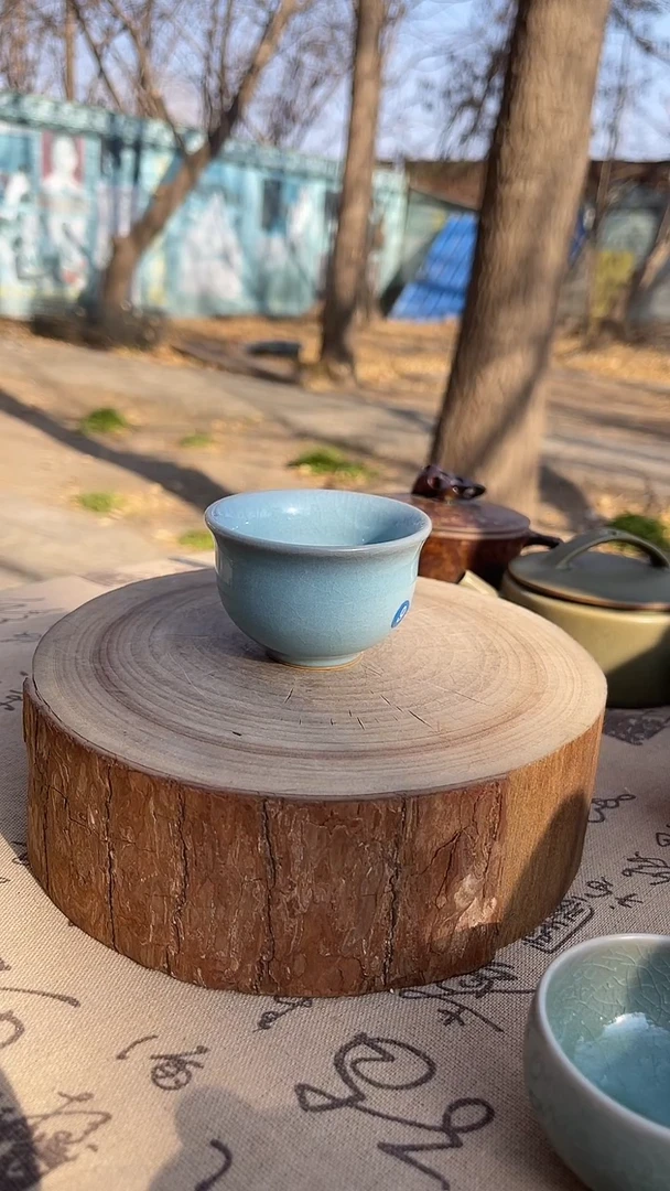 摆件陶原生态原矿天蓝杯子