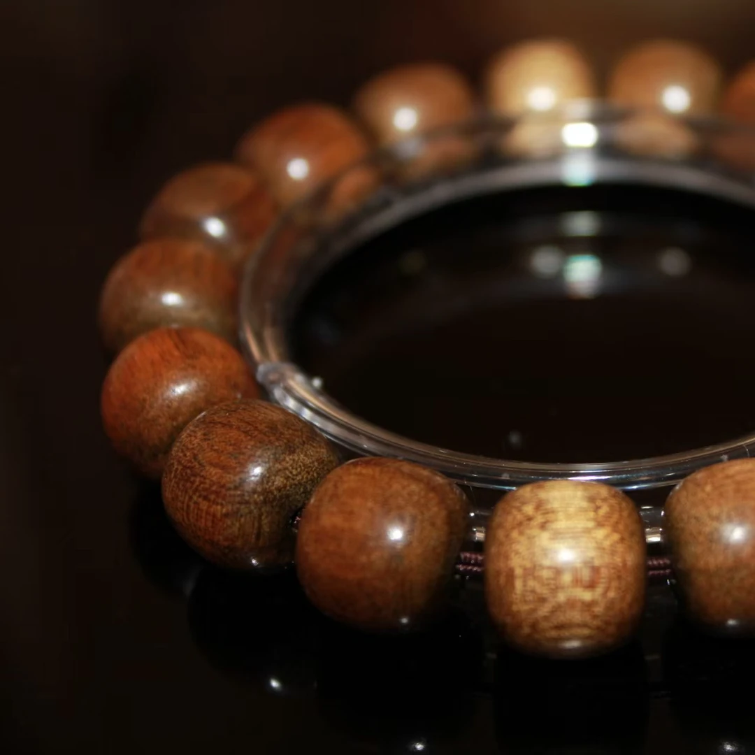 金丝楠老型桶珠单圈手串