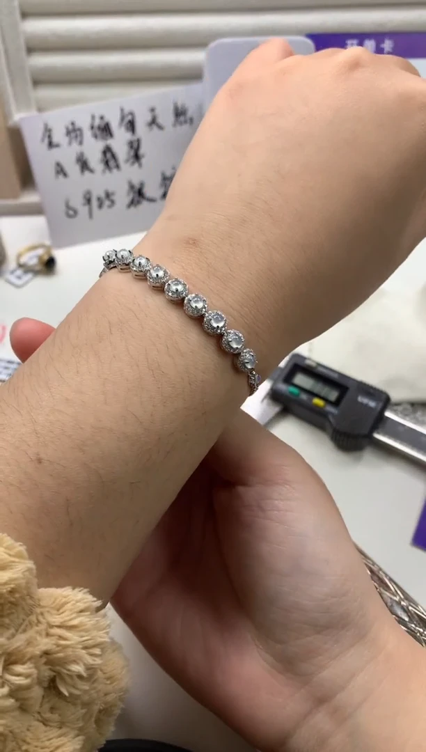 银S925镶嵌戒指翡翠手链8